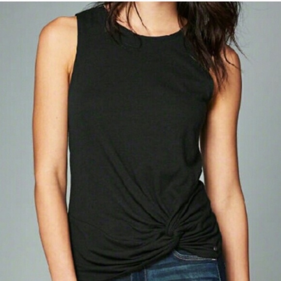 Abercrombie & Fitch Tops - Abercrombie & Fitch Black Knot Front Muscle Tee